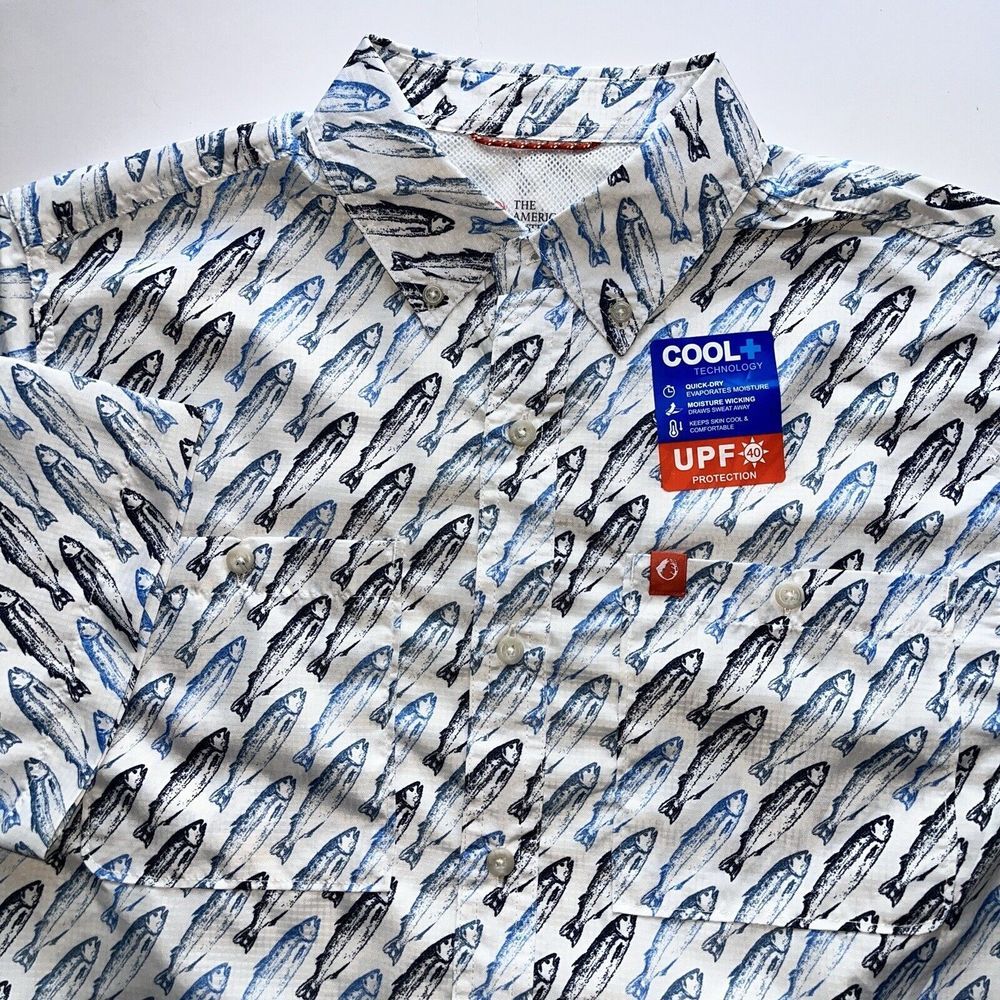 New American Outdoorsman Quick Dry Hiking Fishing Short Sleeve Fish Shirt Mens S